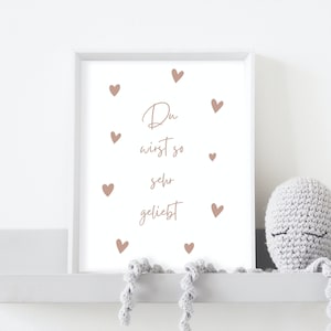 Du wirst geliebt Poster  DIN A2 IA3I A4 I positive Glaubenssätze I Emotionen I Gefühle leben IGroße Poster Kinderzimmer Babyzimmer Geschenk