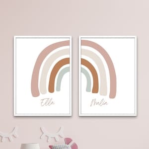 Geburtsposter | Zwillinge | Geschwister | Geburtsdaten personalisiert | Kinderzimmer | Regenbogen  Poster Mädchen | Junge Geschenk