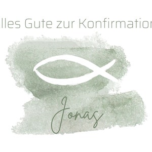 Karte zur Kommunion Konfirmation Firmung Taufe Postkarte Glückwunschkarte Mädchen Junge personalisiert A6Fisch Christ Geschenk Bild 5