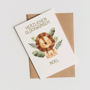 Karte zum 1. Geburtstag| 2. Geburtstag | 3. Geburtstag Postkarte| Glückwunschkarte | personalisiert | A6 | Löwe | Jungle