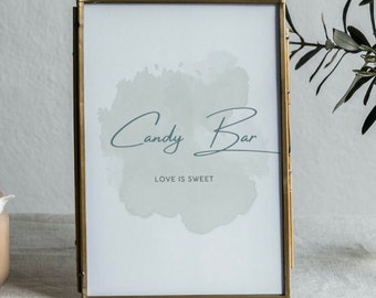 Candy Bar Schild | Hochzeitsschild | Geburtstag | Party | Aquarell grün | Download