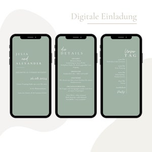 Minimalistische Elektronische Hochzeitseinladung I Hochzeit Digital I Online Einladungen I Smartphoneeinladung Whatsapp Einladung eCard Foto Bild 1