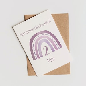 Karte zum 1. Geburtstag| 2. Geburtstag | 3. Geburtstag Postkarte| Regenbogen | Glückwunschkarte| Taufe | Mädchen, Junge| personalisiert | A6