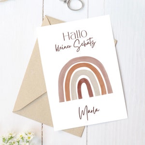 Karte zur Geburt Postkarte| Glückwunschkarte| neutral | Junge oder Mädchen | babygirl babyboy |personalisiert | A6 | mit Name