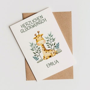 Karte zum 1. Geburtstag| 2. Geburtstag | 3. Geburtstag Postkarte| Glückwunschkarte | personalisiert | A6 | Giraffe