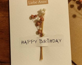 Geschenkkarte mit echten Trockenblumen | Grußkarte | Klappkarten | personalisiert