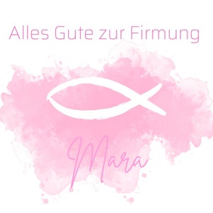 Karte zur Kommunion Konfirmation Firmung Taufe Postkarte Glückwunschkarte Mädchen Junge personalisiert A6Fisch Christ Geschenk Bild 3