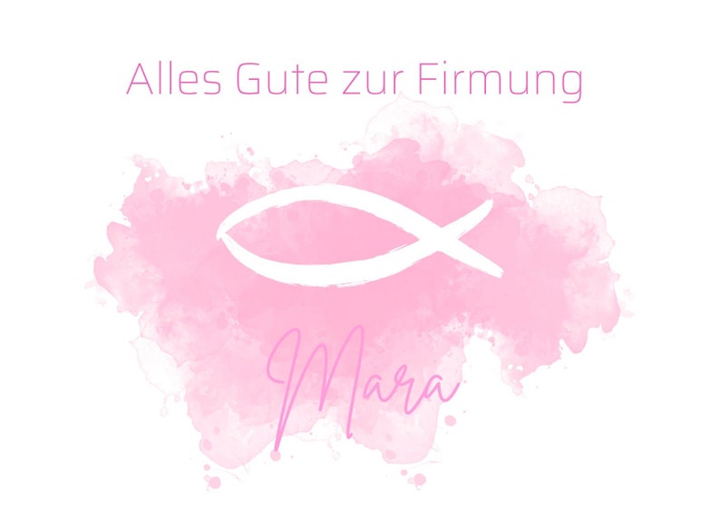 Karte zur Kommunion Konfirmation Firmung Taufe Postkarte Glückwunschkarte Mädchen Junge personalisiert A6Fisch Christ Geschenk Bild 3