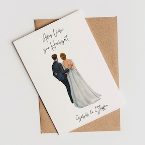 Herzlichen Glückwunsch Karte zur Hochzeit | personalisiert | Grußkarte standesamtlichen Hochzeit| mit Namen | Zeichnung | Comic | von hinten