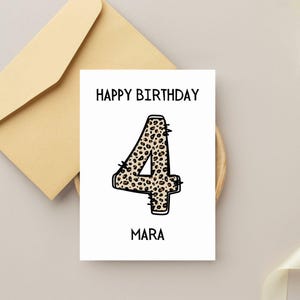Geburtstagskarte Animal Print | Mit Zahl & Name personalisiert | Mädchen Junge Kinder | Zebra Junge wild  Geschenkgeb 1. 2. 3. 4. 5. 6 7 8 9