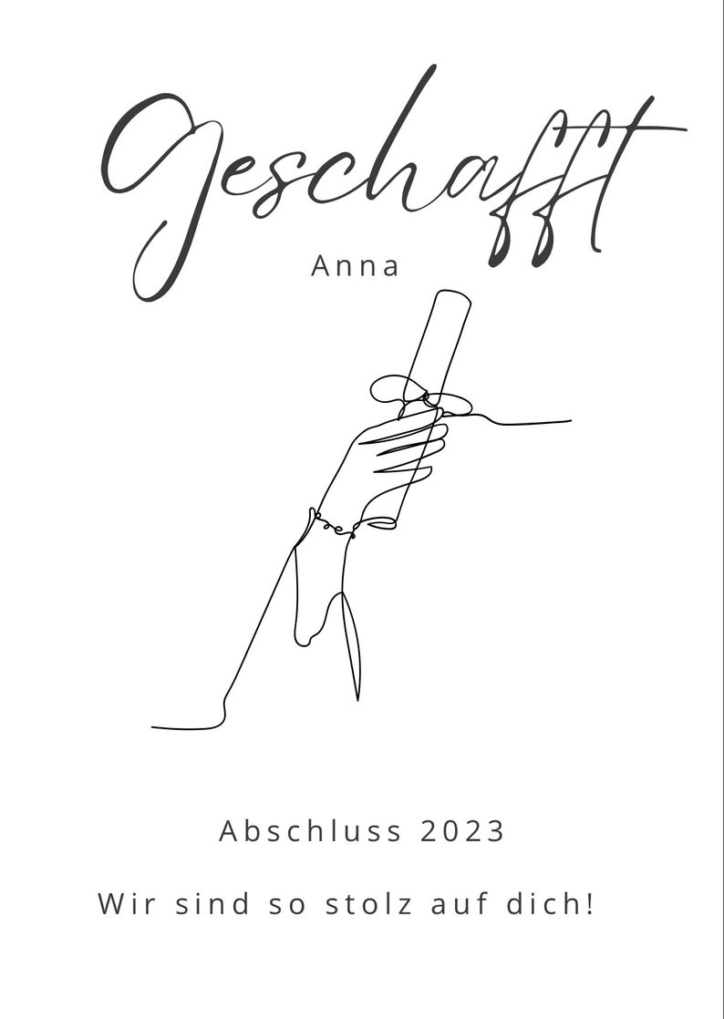 Karte zum Abschluss Abitur Bachelor Master Schulabschluss mit Name Glückwunschkarte personalisiert A6 bestanden Geschenk Bild 4