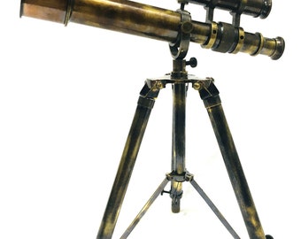 10'' Vintage brass antique Telescope with Tripod Stand working Telescope spy glass nautical telescope - Table top gift item Anniversary gift