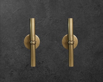 Pair of Raw brass Modern Line wall sconce - Mid century wall sconce - Italian wall sconce - Sputnik light - Vanity lamps - bedside lights