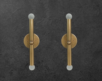 Pair of Raw brass wall sconce - Mid century wall light - Italian wall lamp - Italian brass sconce - Vanity Lamps - Bedside Lights