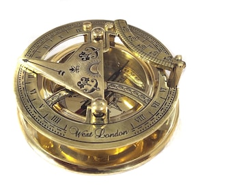 Engraved sundial compass 2'' brass sundial compass - anniversary gift -  wedding gift - baptism gift -  father day gift - confirmation gift