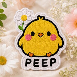 Yellow Chick Iron-On Patch, Peep Embroidered Applique