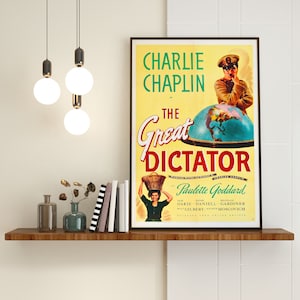 VINTAGE MOVIE POSTER | The Great Dictator | Charlie Chaplin | Hollywood Classic | Printable Poster | Digital Download