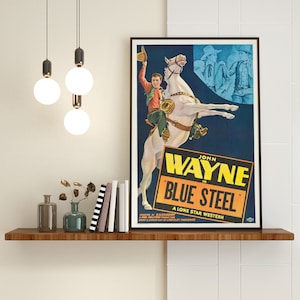 VINTAGE MOVIE POSTER | John Wayne | Blue Steel | Hollywood Classic | Western | Retro | Printable Poster | Wall Art | Digital Download