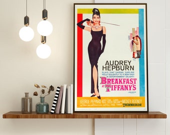 VINTAGE MOVIE POSTER | Breakfast at Tiffany's | Audrey Hepburn | Hollywood Classic | Printable Poster | Digital Download