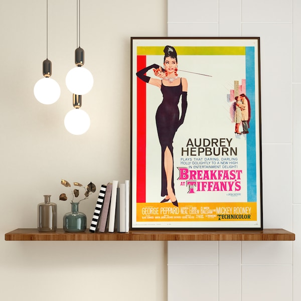 VINTAGE MOVIE POSTER | Breakfast at Tiffany's | Audrey Hepburn | Hollywood Classic | Printable Poster | Digital Download