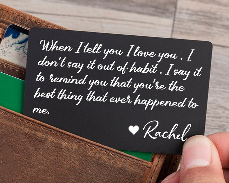 Personalized Metal Wallet Insert Card with Any Text Laser Engraved Wallet Card Personalized Message Card Custom Wallet Insert Hubby Gift image 9