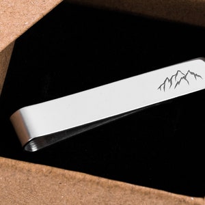 Gift for Him Gift for Husband Dad Mountain Tie Clip Silver 