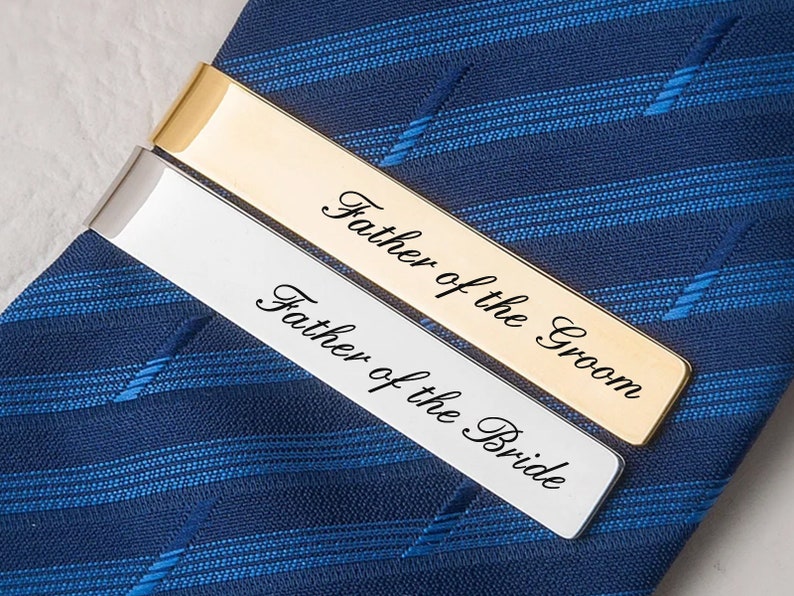 Personalized Tie Clip Engraved Tie Bar Customized Tie Clip Gold Silver Tie Bar Gunmetal Tie Clip Gifts for Father Dad Tie Clip from Daughter image 9