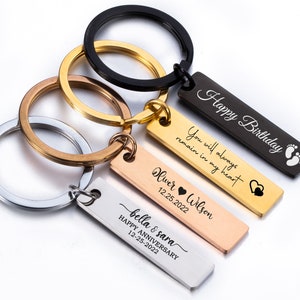 Personalized Keychain Engraved Keychain Stainless Steel keychain Drive Safe Keychain Engraved Keyring Custom Bar Keychain Metal Key chain image 3