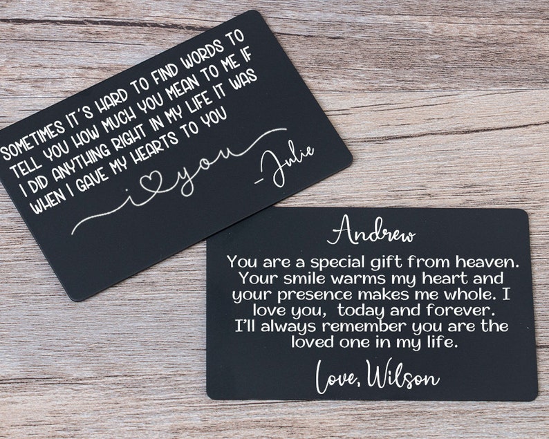 Personalized Metal Wallet Insert Card with Any Text Laser Engraved Wallet Card Personalized Message Card Custom Wallet Insert Hubby Gift image 4