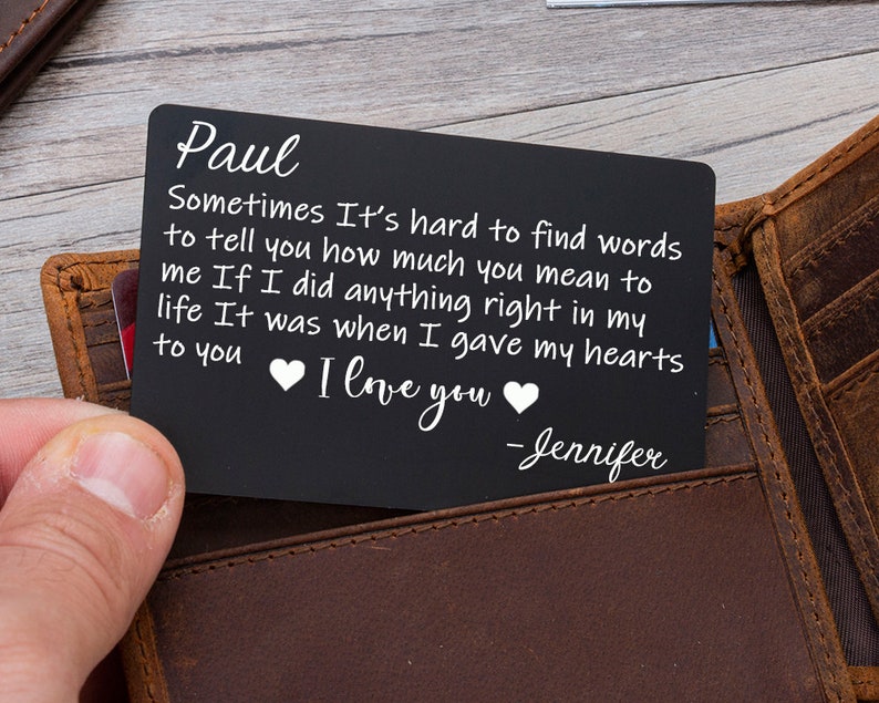 Personalized Metal Wallet Insert Card with Any Text Laser Engraved Wallet Card Personalized Message Card Custom Wallet Insert Hubby Gift image 7