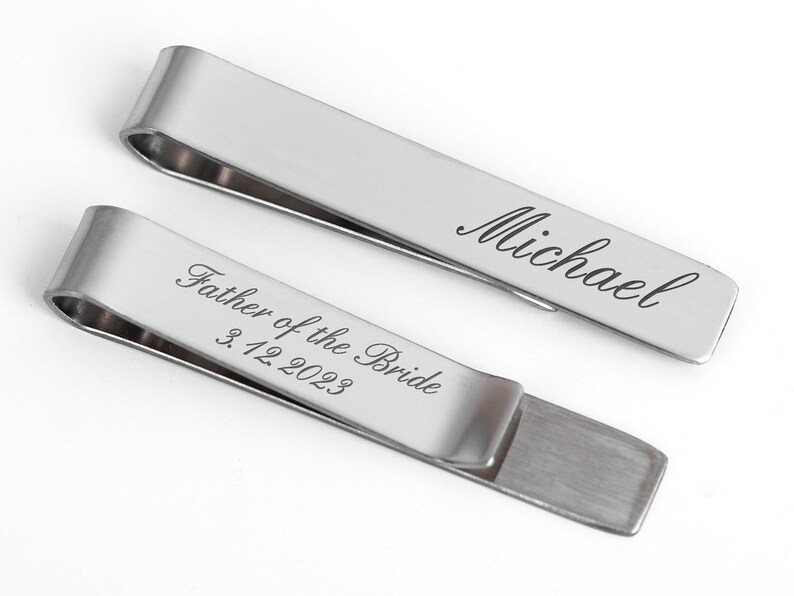 Personalized Tie Clip Engraved Tie Bar Customized Tie Clip Gold Silver Tie Bar Gunmetal Tie Clip Gifts for Father Dad Tie Clip from Daughter image 8