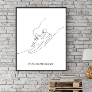 SNEAKERHEAD since printable artwork, poster, framed artwork - Nike, Jordan, Sneakers -  adjustable date, digital download