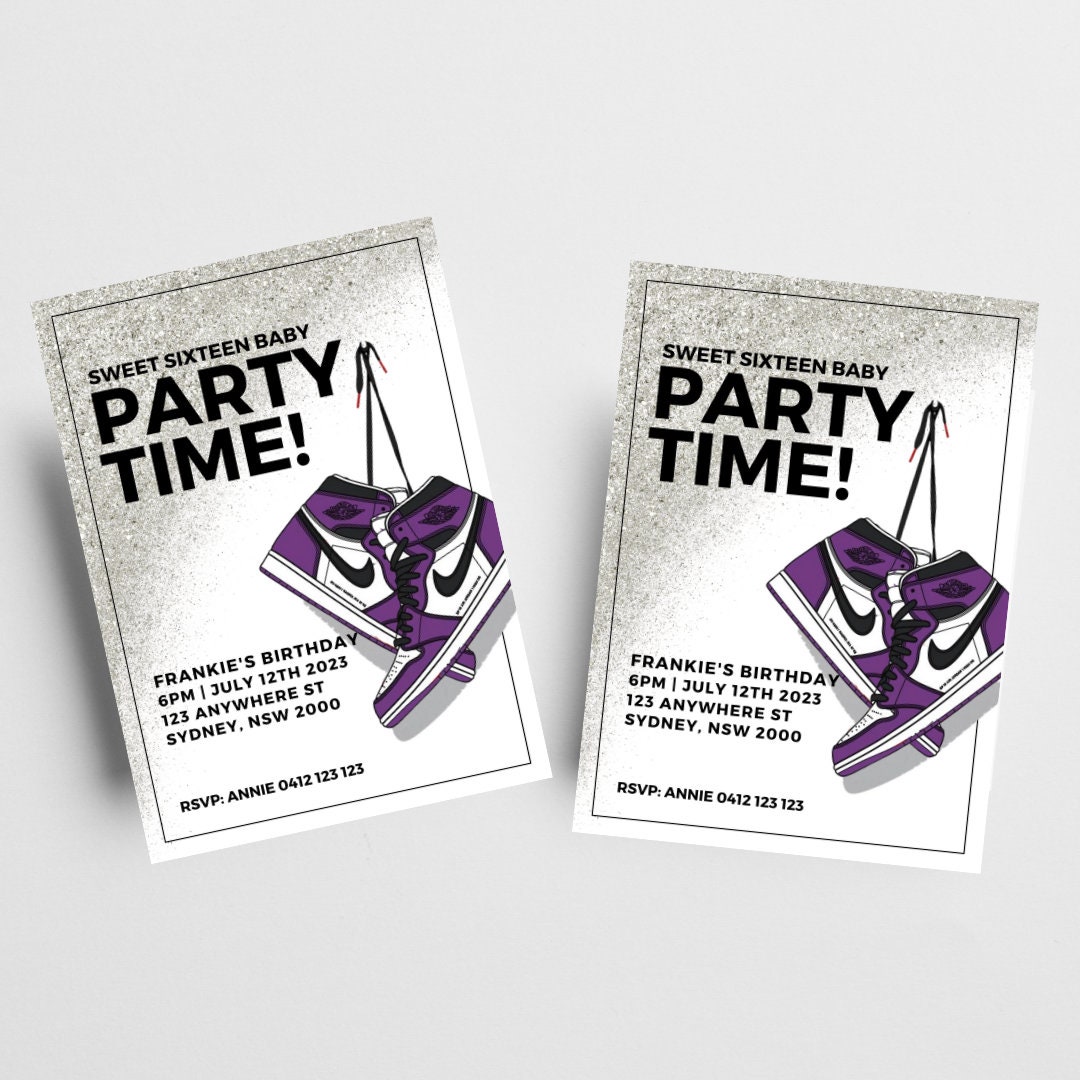 Sneaker Head Purple With Glitter Jordan Lover Birthday Etsy