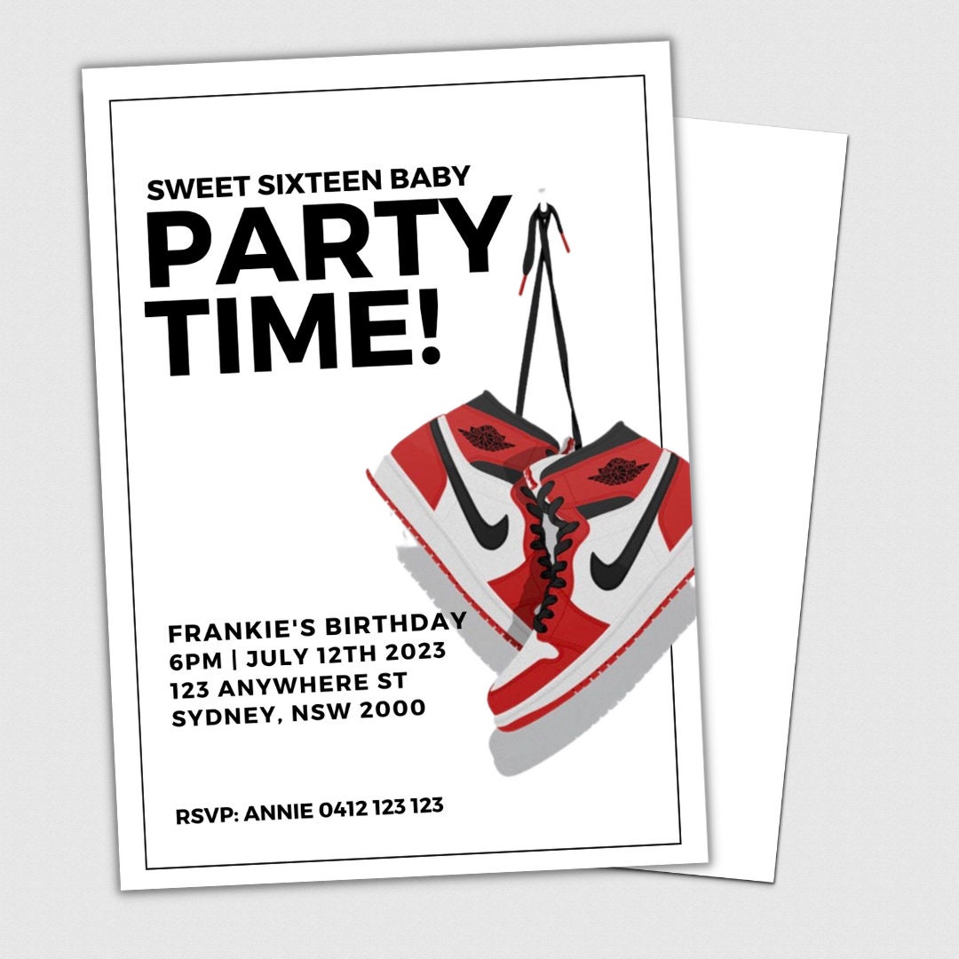 Sneaker Head Jordan Lover Birthday Invitation Fully Etsy