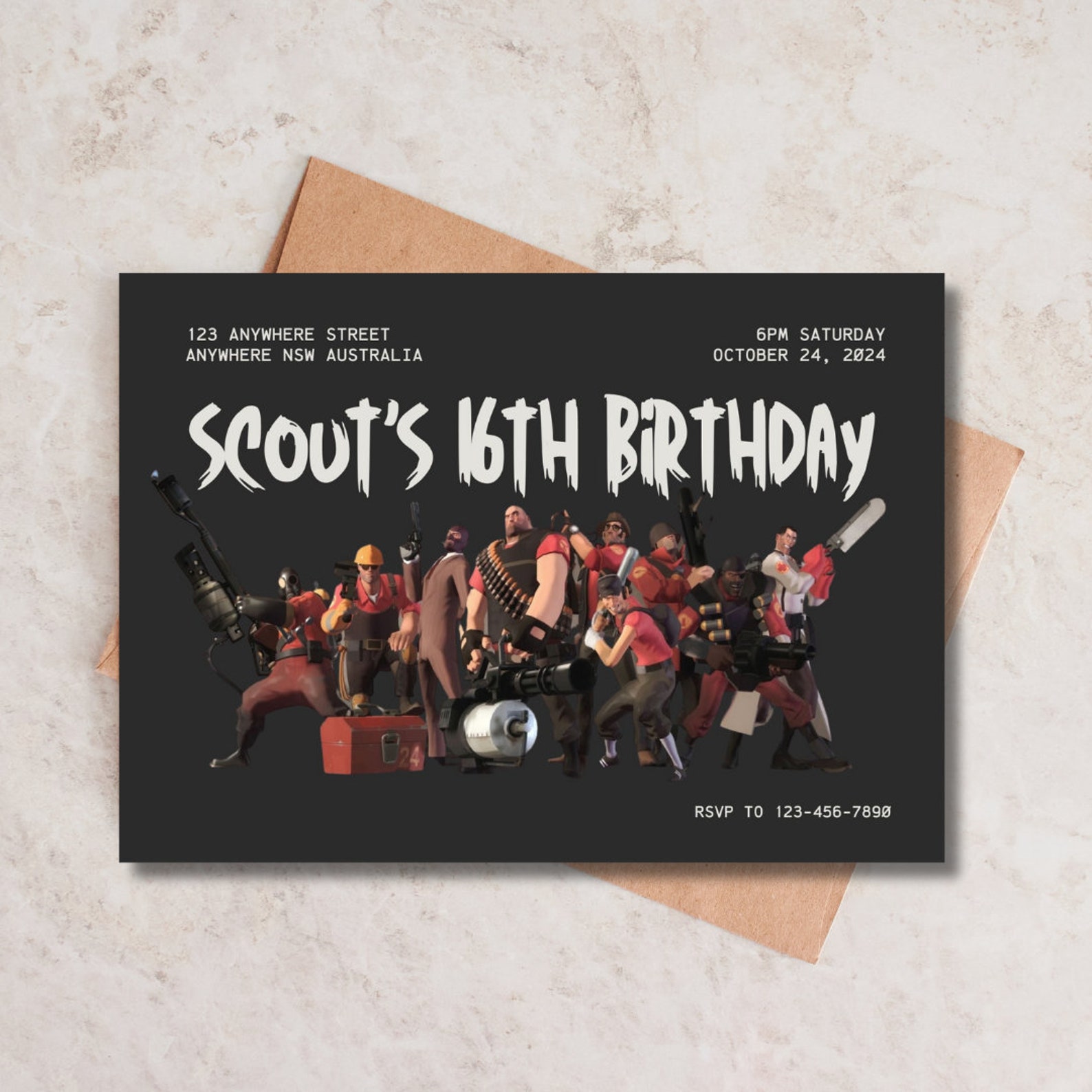 Team Fortress 2 Birthday Party Invitation Fully Editable Etsy