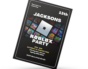 Faire-part d'anniversaire ROBLOX - Style carte-cadeau - Imprimable, téléchargeable, électronique - Invitation enfant