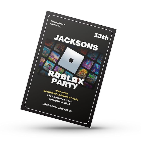 ROBLOX Birthday Party Invitation - Gift Card Style - Printable, Downloadable, Electronic - Kids Invite