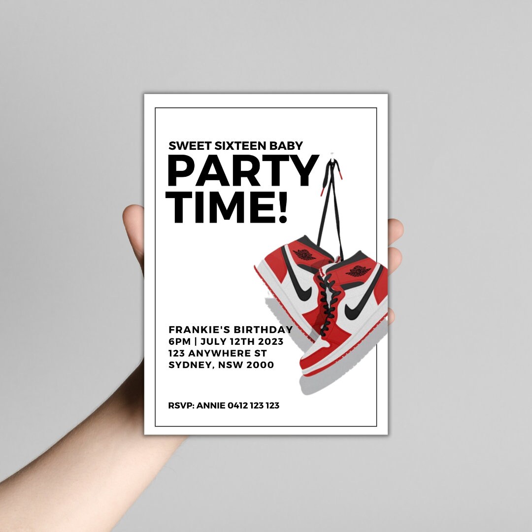 Sneaker Head Jordan Lover Birthday Invitation Fully Etsy