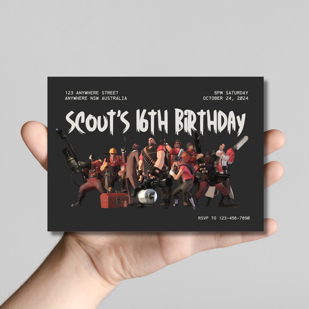 Team Fortress 2 Birthday Party Invitation Fully Editable Made With