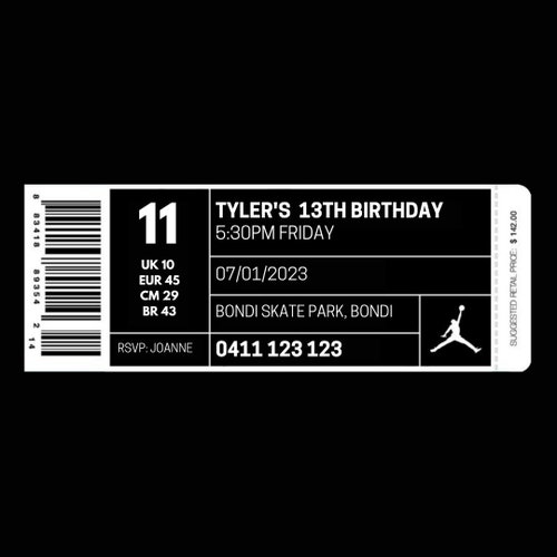 Air Jordan Nike Sneaker Head Birthday Invitation Digital Etsy