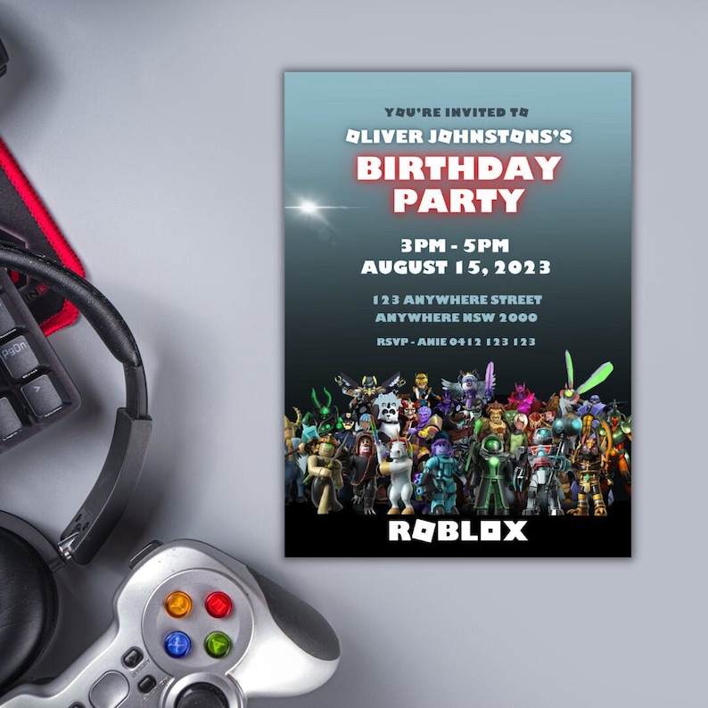 ROBLOX Birthday Party Invitation Printable Downloadable Etsy