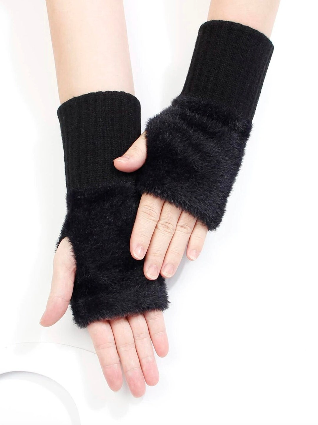 Fuzzy Soft Fingerless Gloves Warm Fingerless Gloves Winter Etsy