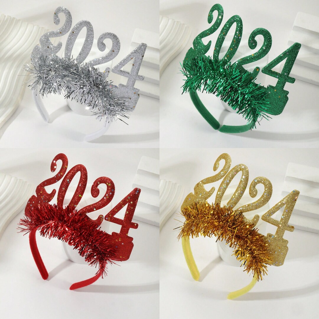 2024 Year Flower New Year's Headband Glitter 2024 Etsy