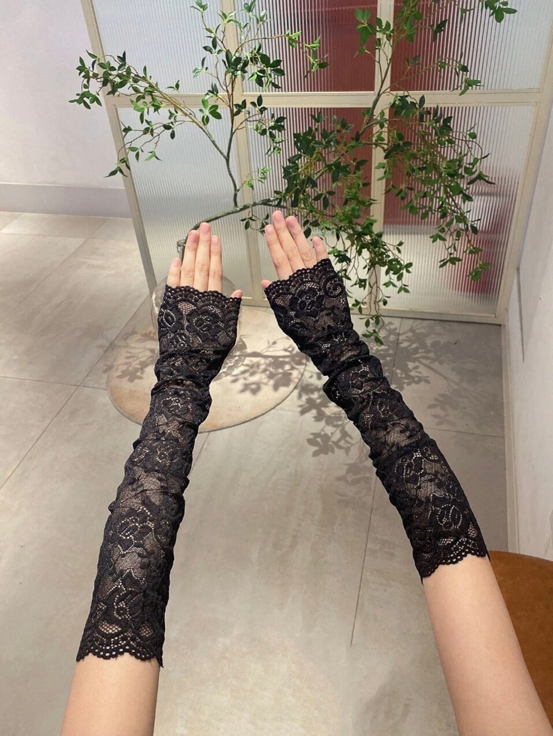Floral Lace Long Fingerless Gloves Lace Arm Sleeves Arm Etsy Australia