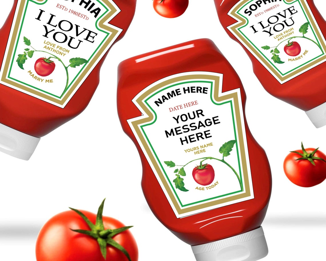 Personalized Ketchup Label Ketchup Sauce Label Gift Idea for Etsy