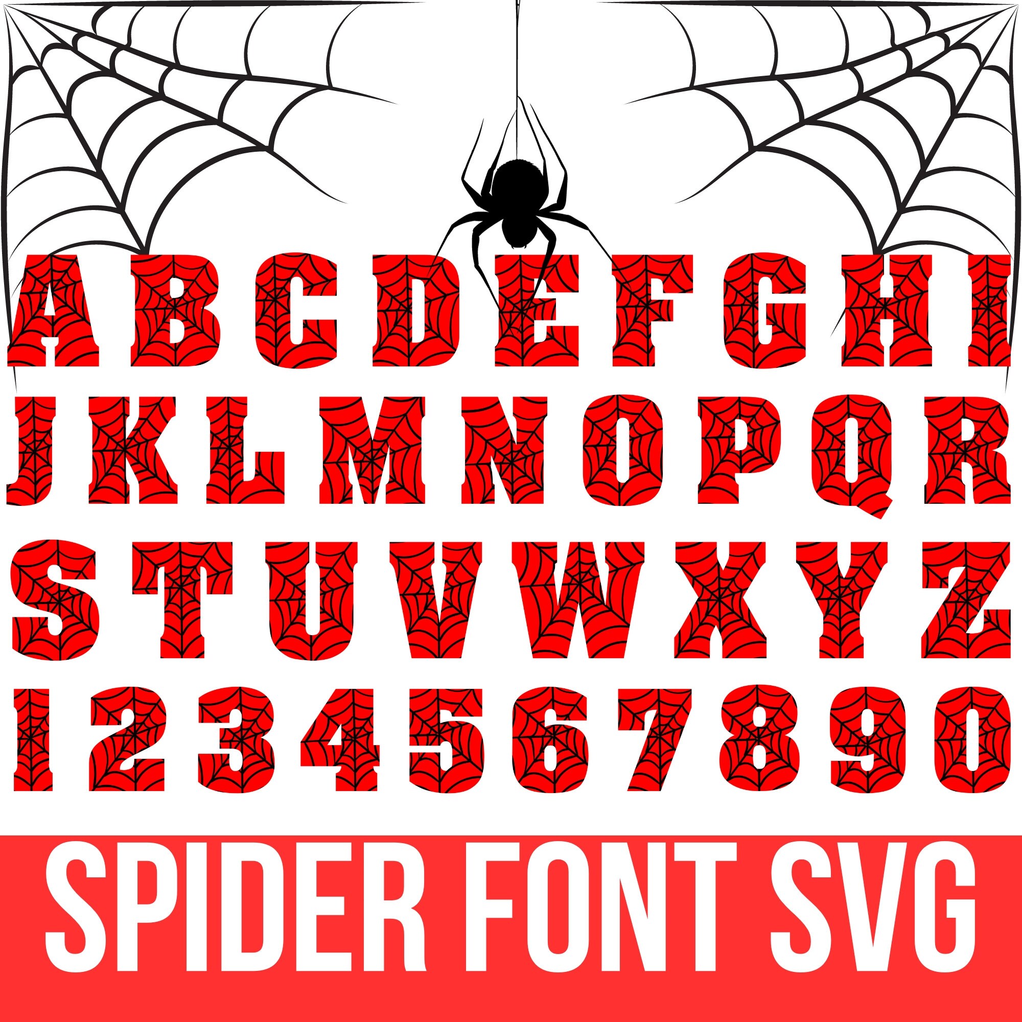 Spider Font SVG, Spider Alphabet SVG, Spider Bundle Font Cliparts Png