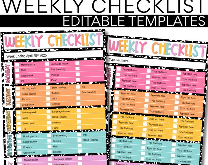 Classroom Weekly Checklist Template | Composite Cuties | Editable ...