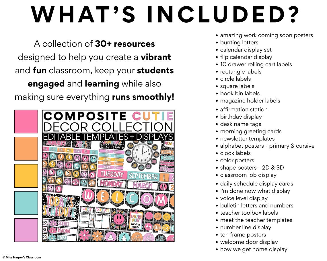 Composite Cutie Classroom Decor Bundle | Composition Notebook Classroom ...