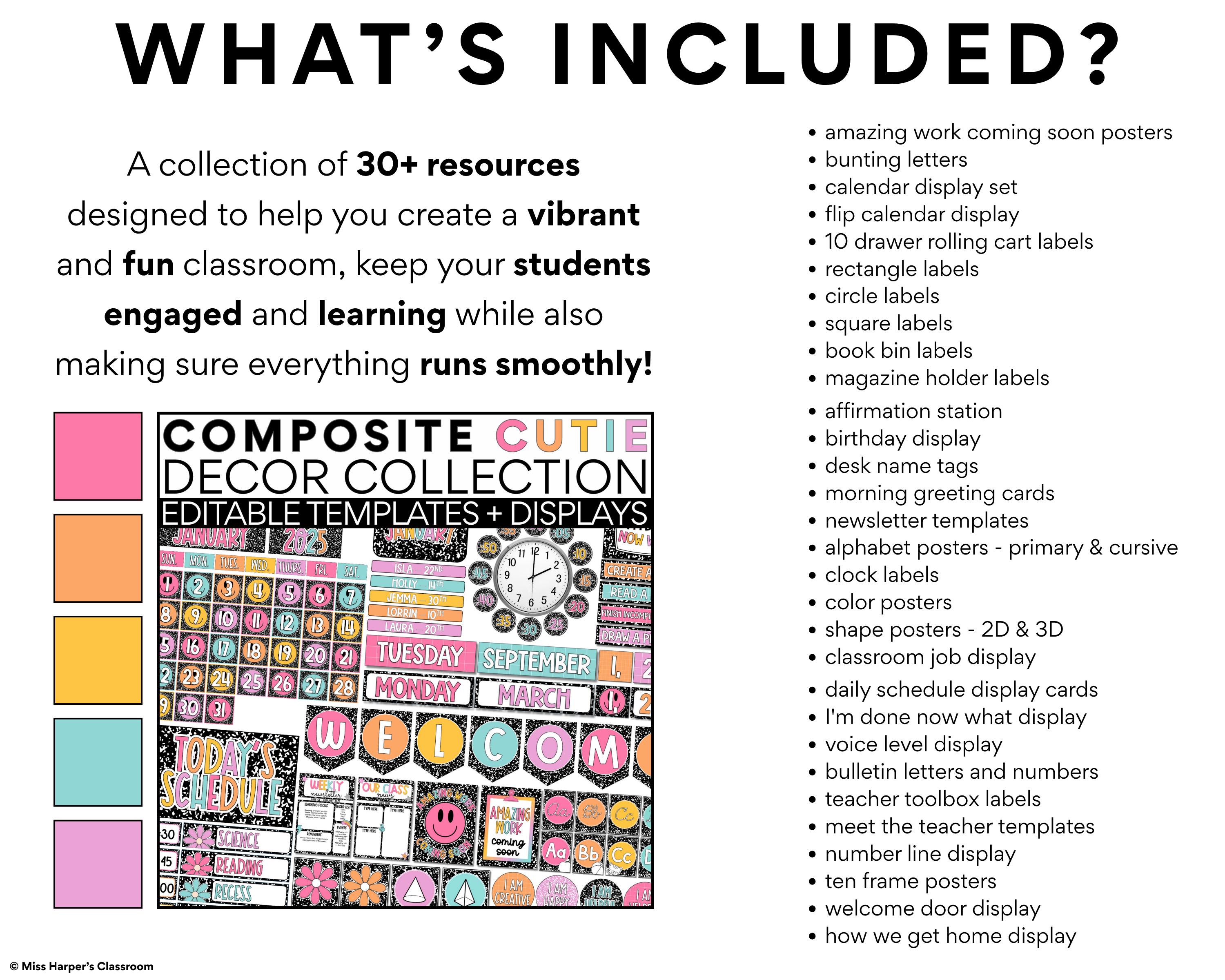 Composite Cutie Classroom Decor Bundle | Composition Notebook Classroom ...