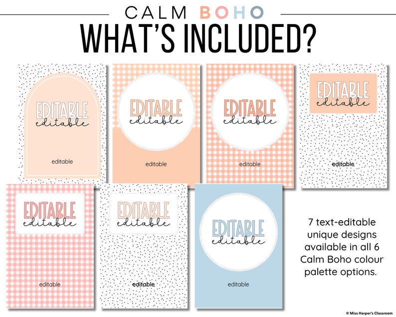Calm Boho Binder Covers & Spines | Editable Classroom Decor (digital ...